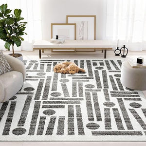 Cream & Grey Geometric Area Rug