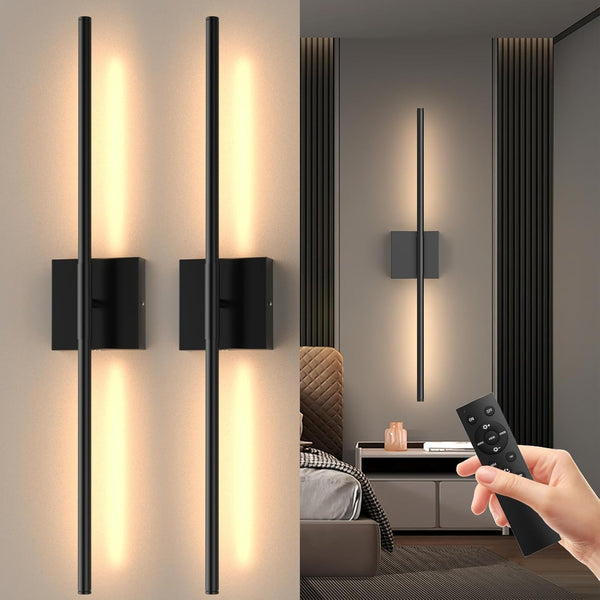 Battery Operated Wall Sconces Set of 2 – Dimmable LED Wall Lights with Remote