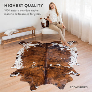 Genuine Brazilian Cowhide Rug – Tricolor Brindle Mix