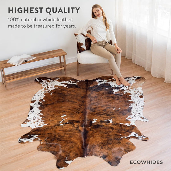 Genuine Brazilian Cowhide Rug – Tricolor Brindle Mix