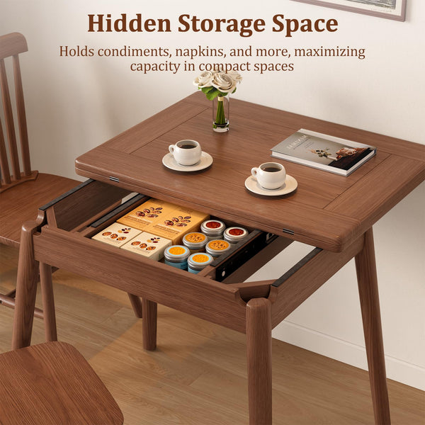 Expandable Solid Wood Dining Table for 2–6