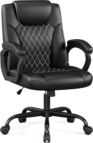 Executive PU Leather Office Chair with Adjustable Height & 360° Swivel