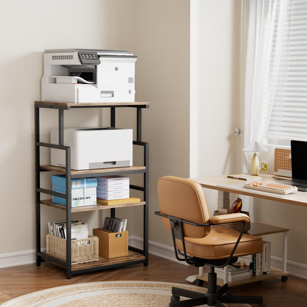 4-Tier Printer Stand with Wheels and Adjustable Shelves