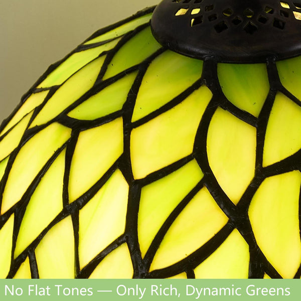 Tiffany Style Green Stained Glass Pendant Light – 8" Vintage Handcrafted Hanging Lamp