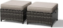 Outdoor Wicker Ottoman Set of 2 with Cushions