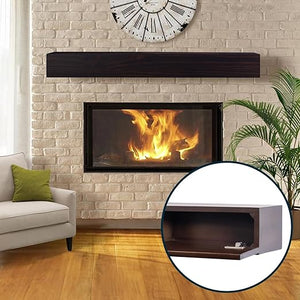 Floating Wood Fireplace Mantel Shelf with Hidden Storage