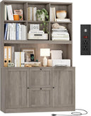 72-Inch Tall Bookcase with Power Outlet, File Drawers & Cabinet Doors