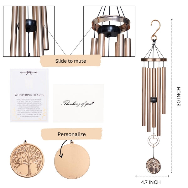 30-Inch Memorial Wind Chime – Whispering Hearts Collection