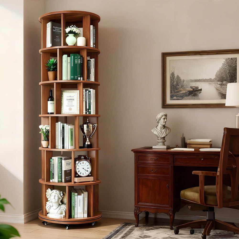 6-Tier Rotating Bookshelf Tower