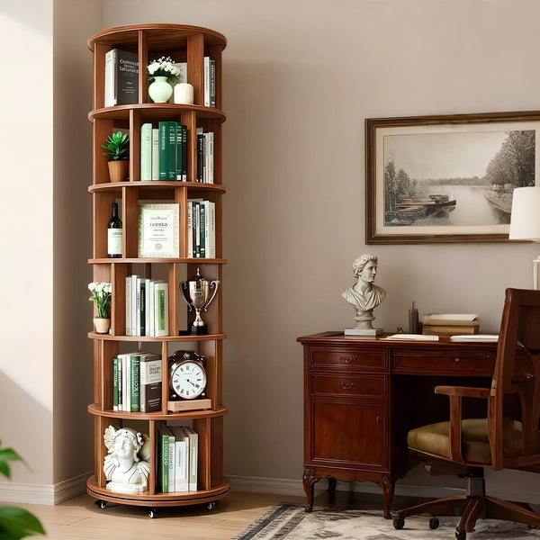 6-Tier Rotating Bookshelf Tower