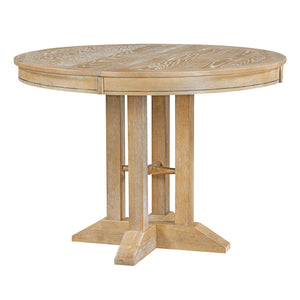 Extendable Round Dining Table with Oak Veneer Top