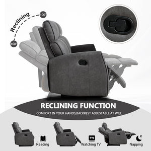 3-Seat Wall-Hugger Reclining Sofa – Grey Fabric