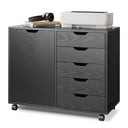 5-Drawer Mobile File Cabinet with Door and Printer Stand