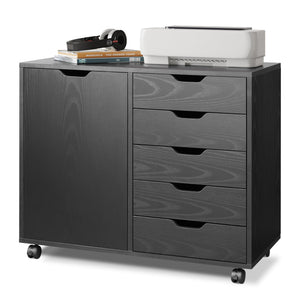 5-Drawer Mobile File Cabinet with Door and Printer Stand