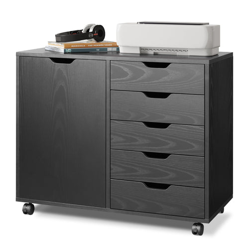 5-Drawer Mobile File Cabinet with Door and Printer Stand