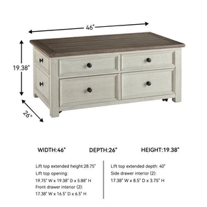 Lift-Top Coffee Table with Storage – Rustic Farmhouse Two-Tone