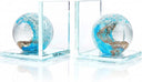 Glass Sea Wave Bookends Set of 2