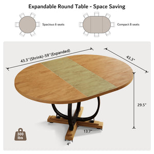 Extendable Round Dining Table for 4–6 | MDF Top & Metal X-Base