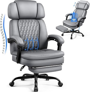 Big and Tall Office Chair 400 lbs with Footrest & Reclining