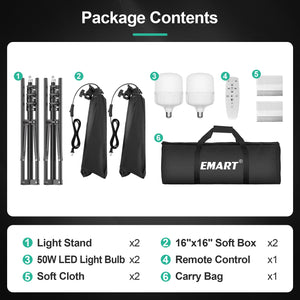 Softbox Photography Lighting Kit with LED Bulb & Remote Control