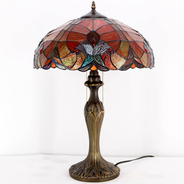 Tiffany Table Lamp – Red Stained Glass, 16x24 Inch