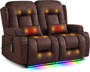 Power Loveseat Recliner Sofa with Massage & Heat