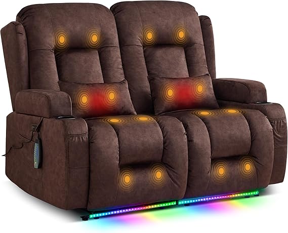 Power Loveseat Recliner Sofa with Massage & Heat