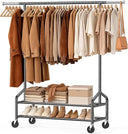Heavy Duty Rolling Clothes Rack with Shelves