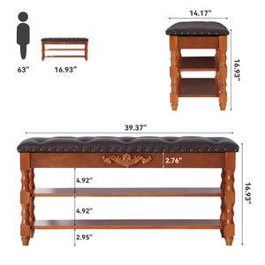 Storage Bench with Lift Top & Open Shelves