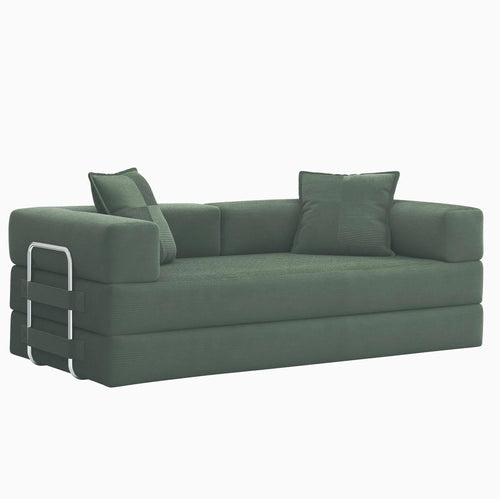 Convertible Sofa Bed with Pull-Out Sleeper | Corduroy Futon Couch | No Assembly