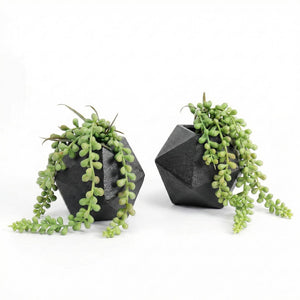 Geometric Cast Iron Bookends with Faux String of Pearls