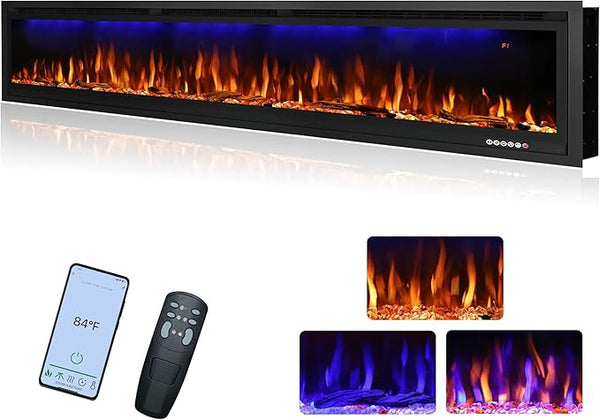 WiFi Electric Fireplace Insert – Wall Mounted & Recessed Linear Heater