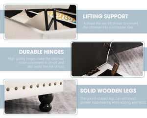Large Square Storage Ottoman with Lift Top