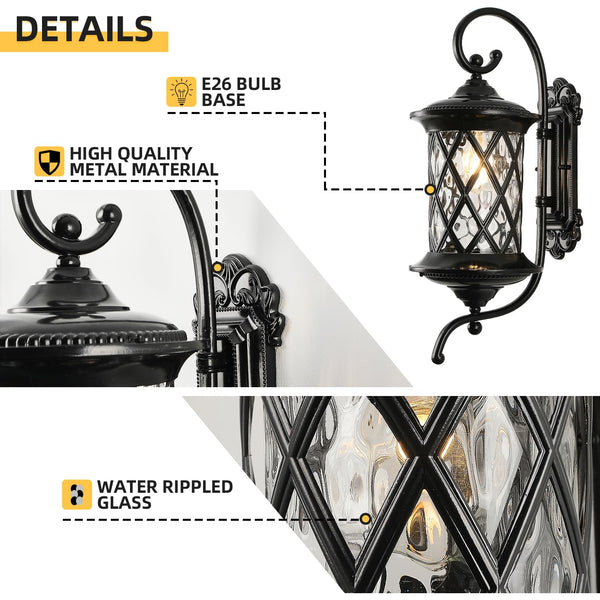 Retro Outdoor Wall Lantern | Coach Light & Dusk to Dawn Sconce | Waterproof Aluminum