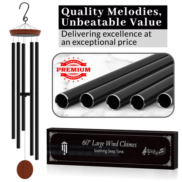 60-Inch Extra Large Outdoor Wind Chimes – Deep Tone