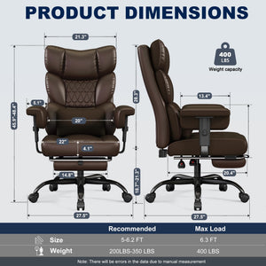 Big & Tall High-Back Executive Office Chair with Footrest