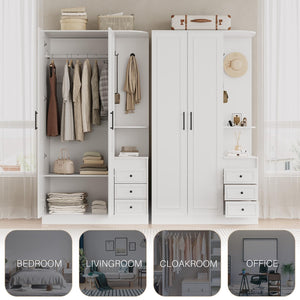 White Armoire Wardrobe Closet with Drawers & Doors