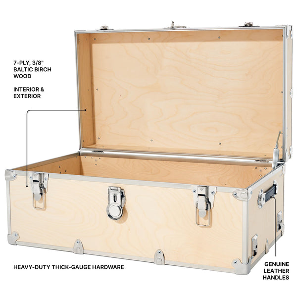 34 Inch Wood Storage Trunk with Soft-Close Lid