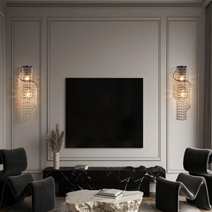 K9 Crystal LED Wall Sconce with Black Metal Frame