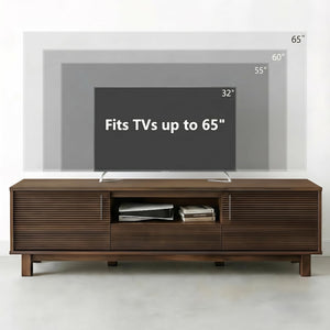 Amada 58" TV Stand for TVs up to 65 Inch, Fluted Entertainment Center with Storage Cabinets and Drawer, Mid Century Modern TV Console Table for Living Room & Bedroom, Walnut