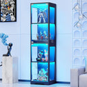 Glass Display Cabinet 4-Tier with LED Lights & Motion Sensor