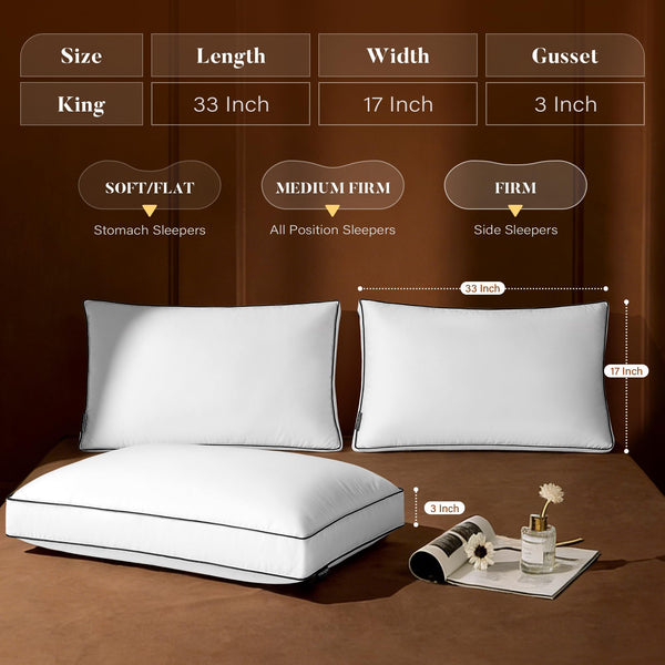Goose Feather Down Pillow – King, Queen & Standard Sizes