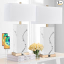 24" Black Touch Table Lamp Set of 2 with USB Ports & 3-Way Dimmable