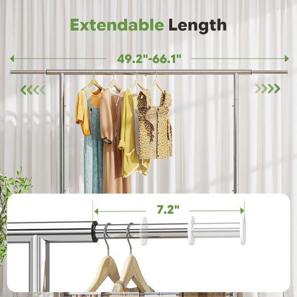Heavy Duty Rolling Clothes Rack with Shelves