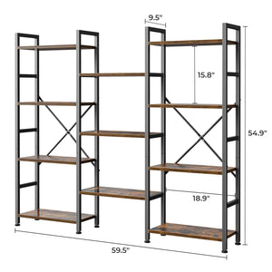 Industrial Ladder Bookshelf with Adjustable Shelves