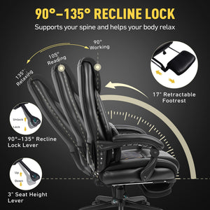 Massage Office Chair with Heat & Footrest