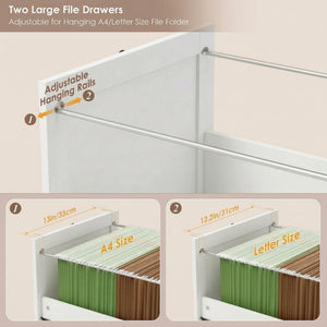 72-Inch Tall Bookcase with Power Outlet, File Drawers & Cabinet Doors