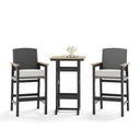 3-Piece Outdoor Patio Bar Set with Wicker Bar Stools and HDPE Bar Table