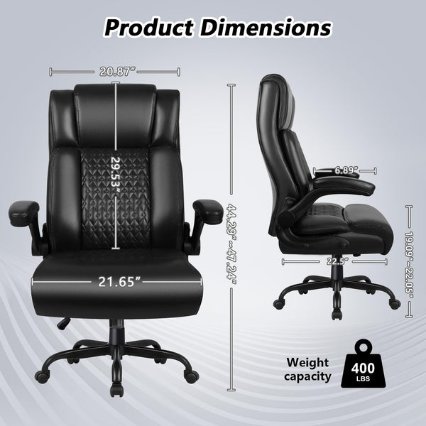 Big & Tall Ergonomic Leather Office Chair with Lumbar Support