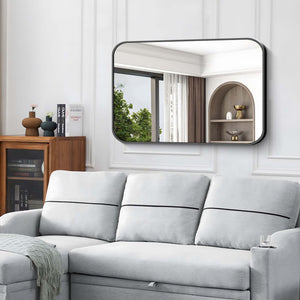 Rectangular Aluminum Frame Bathroom Mirror 28x42 Inch